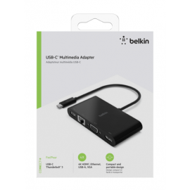Belkin USB-C to Gigabit-Ethern. HDMI/VGA/USB-A-Adapter, black