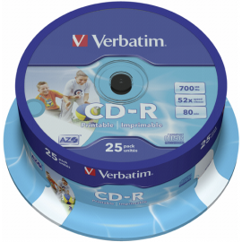 1x25 Verbatim CD-R 80 / 700MB 52x Speed, Data Life plus print.