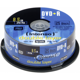 1x25 Intenso DVD+R 8,5GB 8x Speed, Double Layer Cakebox