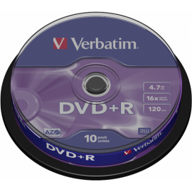 Verbatim DVD+R 4,7GB 16x Speed, matt silver Cakebox 10τμχ