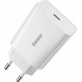 Baseus Φορτιστής Χωρίς Καλώδιο με Θύρα USB-C 20W Power Delivery Λευκός (CCFS-SN02)