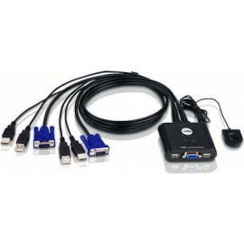 Aten 2-Port USB VGA Cable KVM Switch with Remote Port Selector