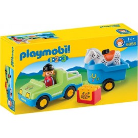 Playmobil 1 2 3 6958 Αυτοκίνητο & Τρέιλερ με Άλογο