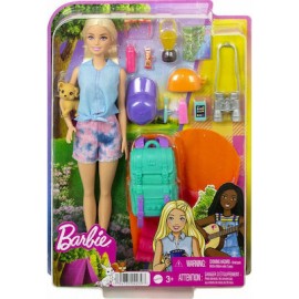 Barbie β€It takes two! Campingβ€ Spielset mit Malibu Puppe, HΓΌndchen und Accessoires