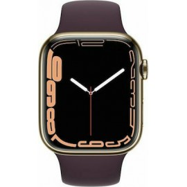 Apple Watch Series 7 Cellular 41mm (Gold Stainless Steel Case with Dark Cherry Sport Band)