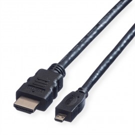  VALUE HDMI High Speed Cable + Ethernet, A - D, M/M, 0,8 m
